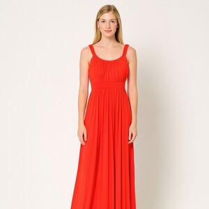 chinese dress ladies Max Studio Women's Plus Size Crepe Smocked Short Sleeve Tiered Maxi Dress,  Red, 2X : Amazon.co.uk: Fashion main image 1